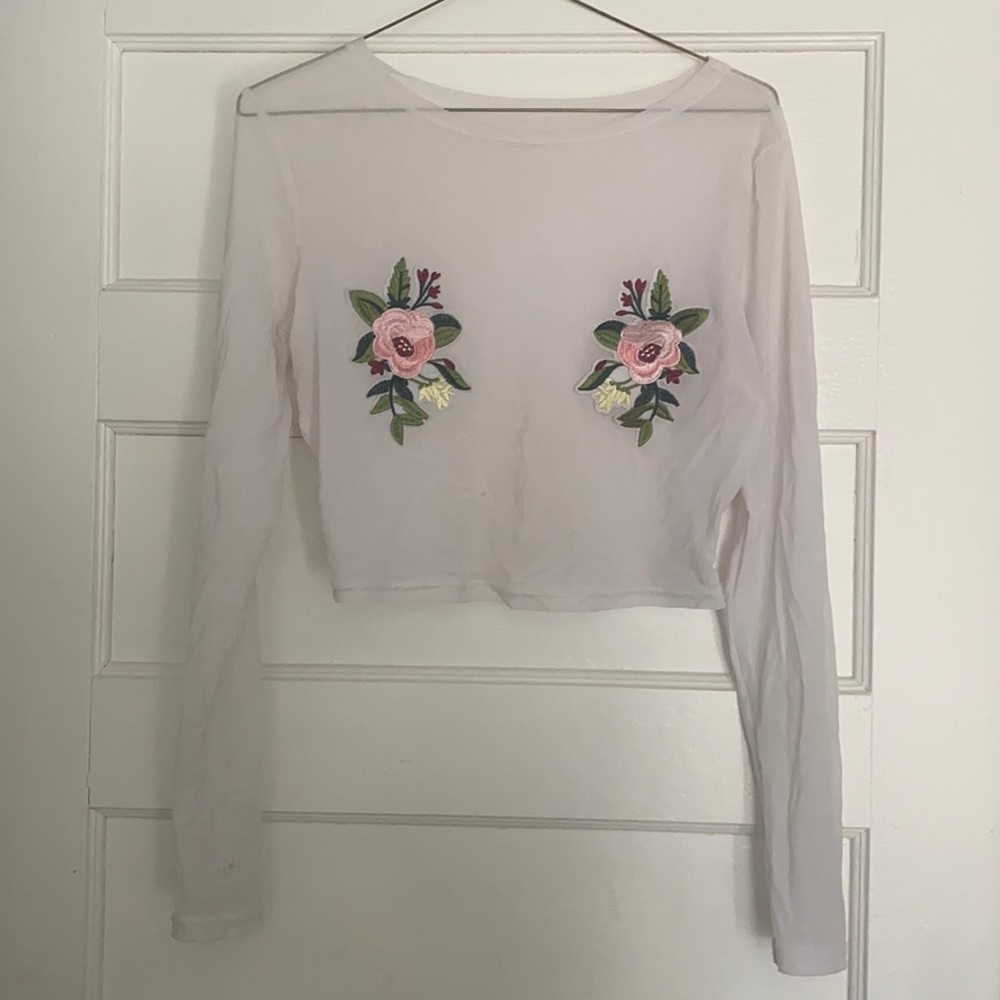Mesh shirt with embroidery